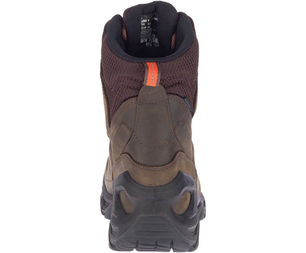 Merrell Work Boots Brown - Strongfield Leather 8\" Thermo Waterproof Comp Toe - Mens 54RHCNQJK
